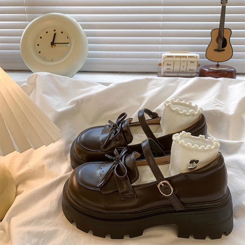 棕色复古英伦风厚底小皮鞋女2024秋季新款日系jk配裙子玛丽珍单鞋
