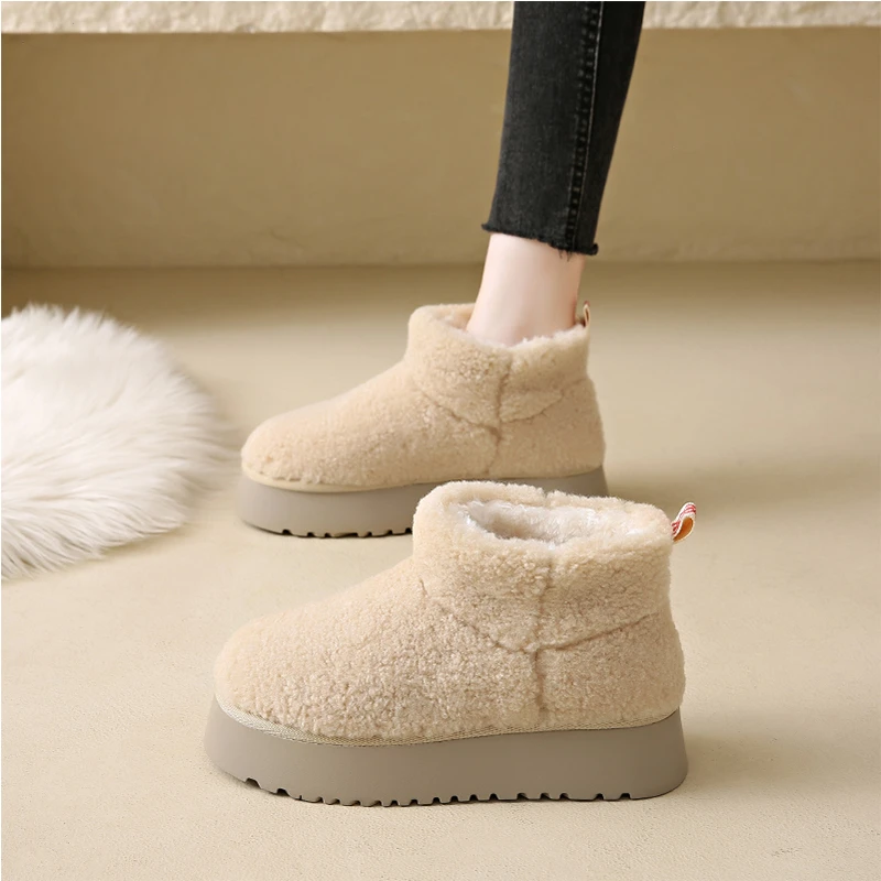 厚底雪地靴女外穿2024秋冬新款时尚百搭防滑加绒保暖泰迪毛毛棉靴