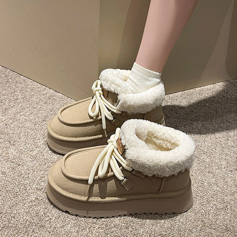 保暖加绒加厚雪地靴女2024冬季新款厚底增高休闲女靴子百搭大棉鞋