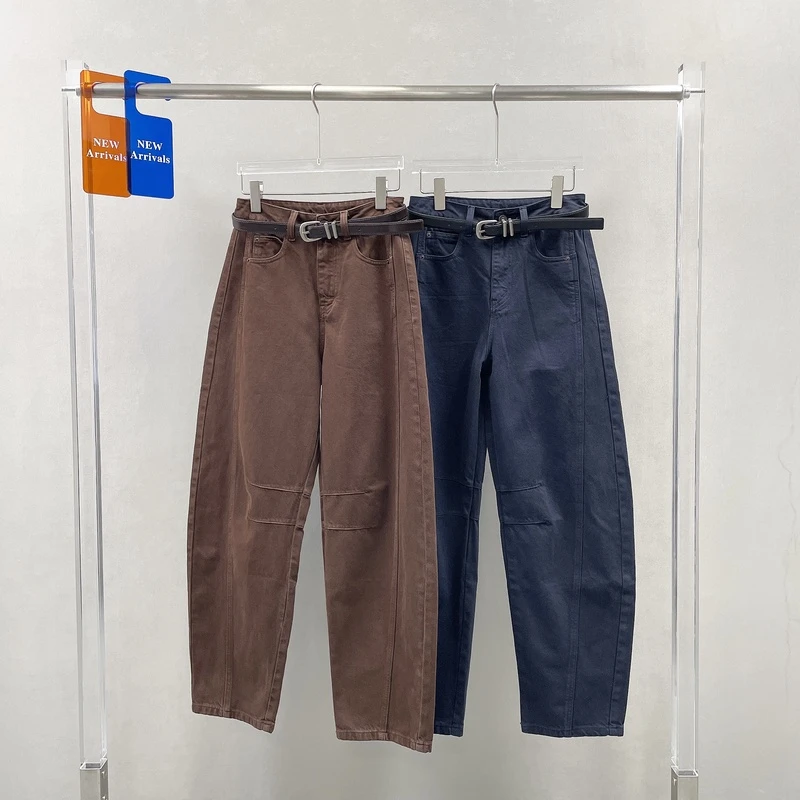 欧洲站秋季新款高腰显瘦弯刀裤宽松休闲裤女百搭直筒牛仔长裤1033