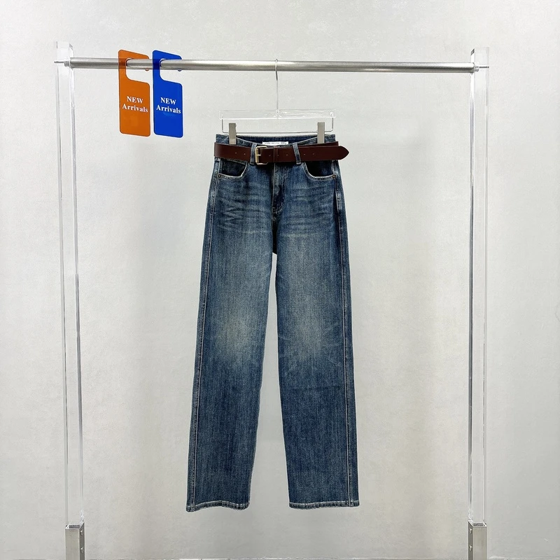 WEISU唯速秋季新款牛仔裤女高腰弹力窄版直筒裤百搭显瘦长裤52212