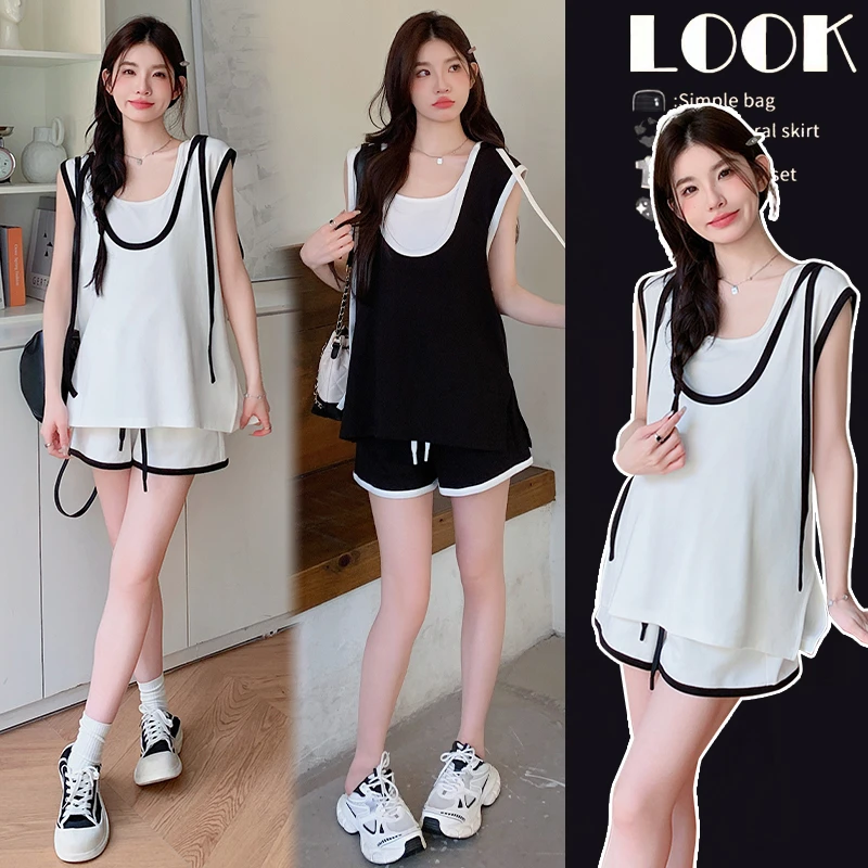 【加倍爱】 孕妇装夏季新款2024轻熟小众不撞款显瘦3件套孕妇套装