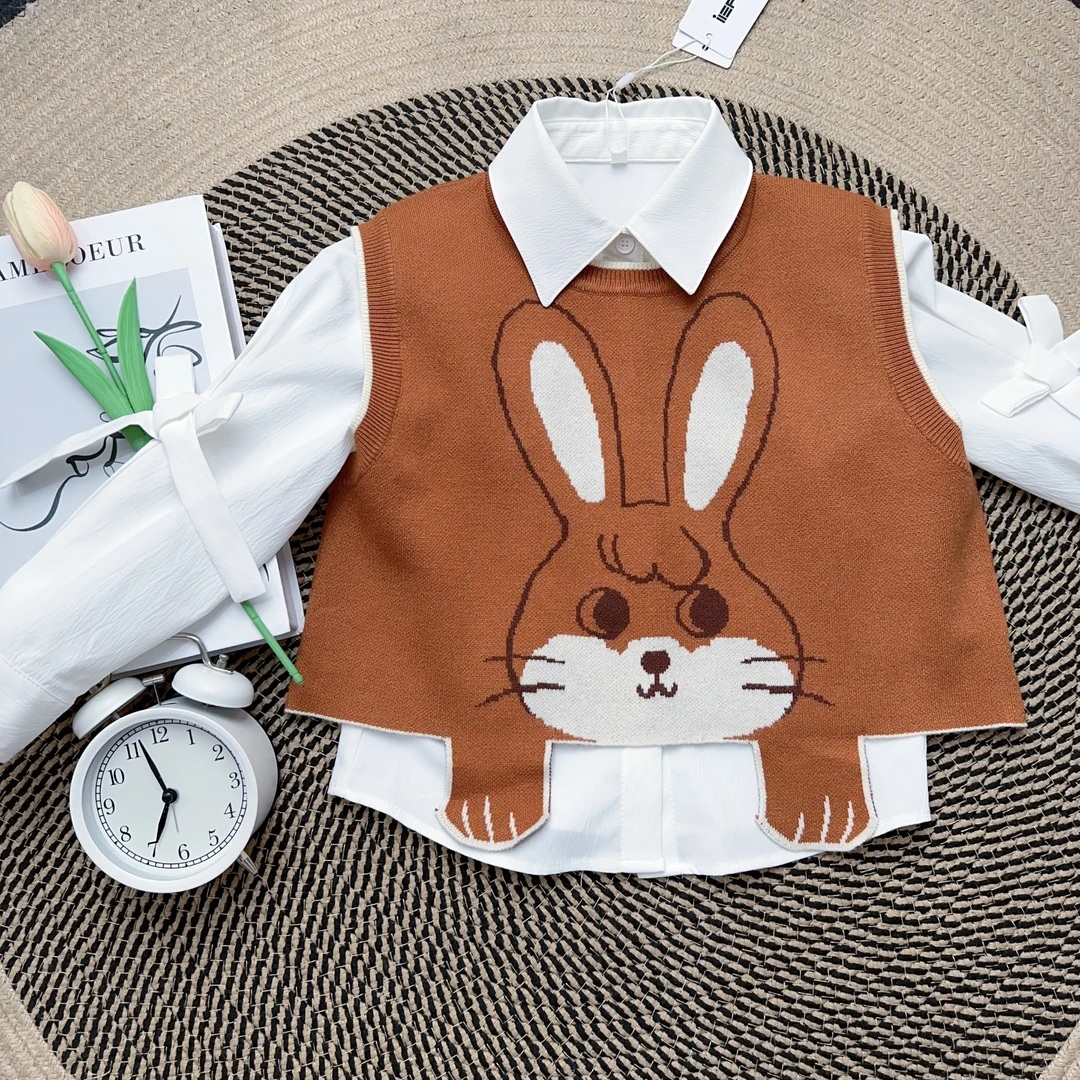 【童装-小兔叽】女童爱依服秋冬季洋气休闲小兔子针织马甲