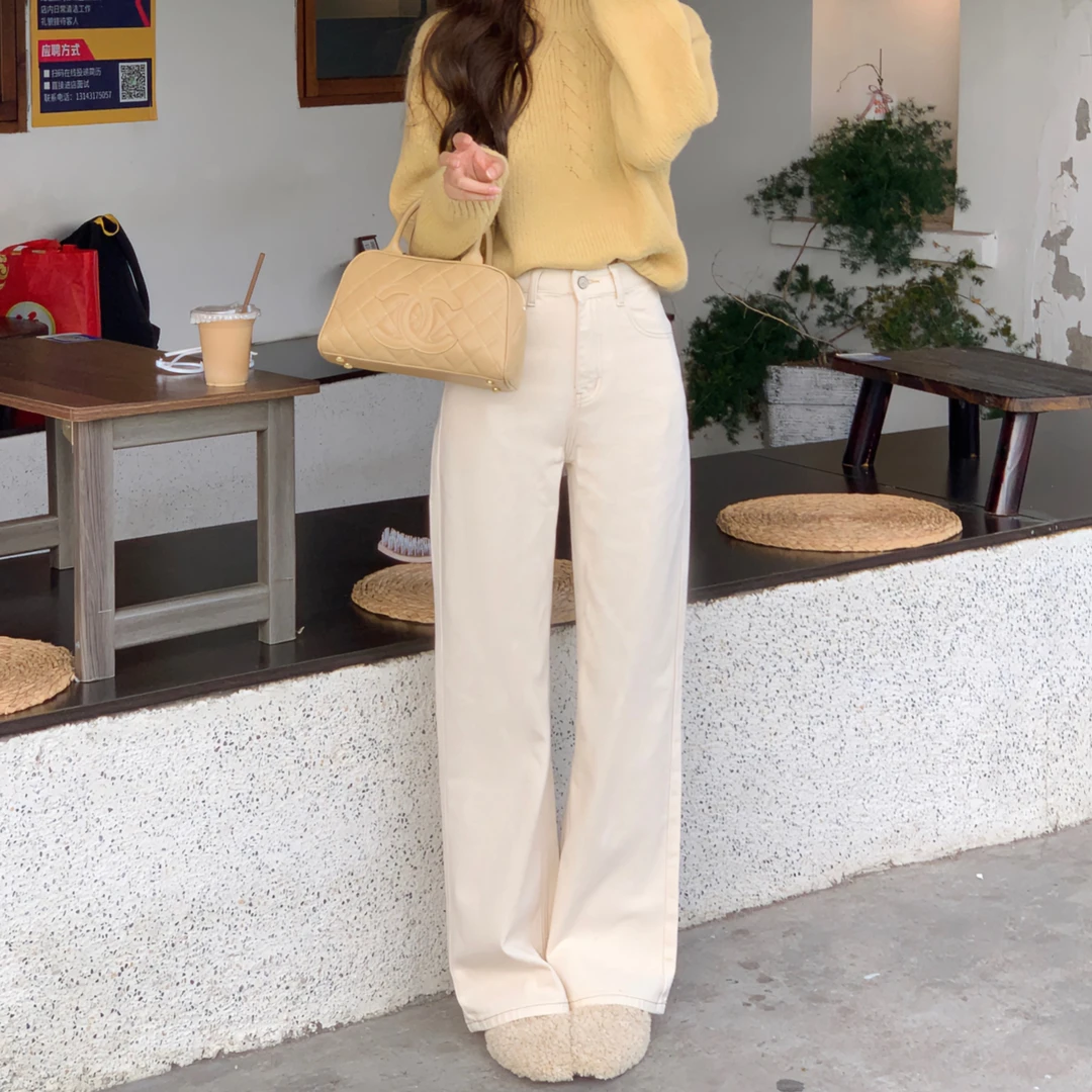 SZA【腿精bi备】秋季新款女韩版高腰显瘦休闲直筒阔腿牛仔裤M9210