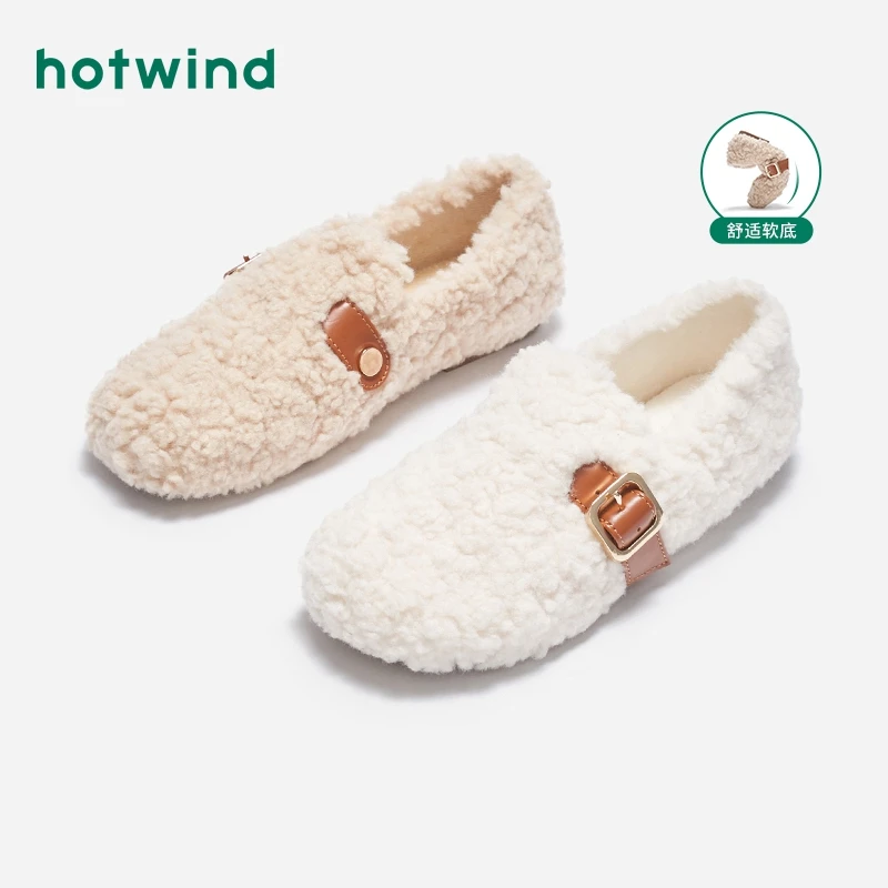 Hotwind/热风23年冬季新款女士时尚休闲鞋毛毛鞋加绒平底H10W3806
