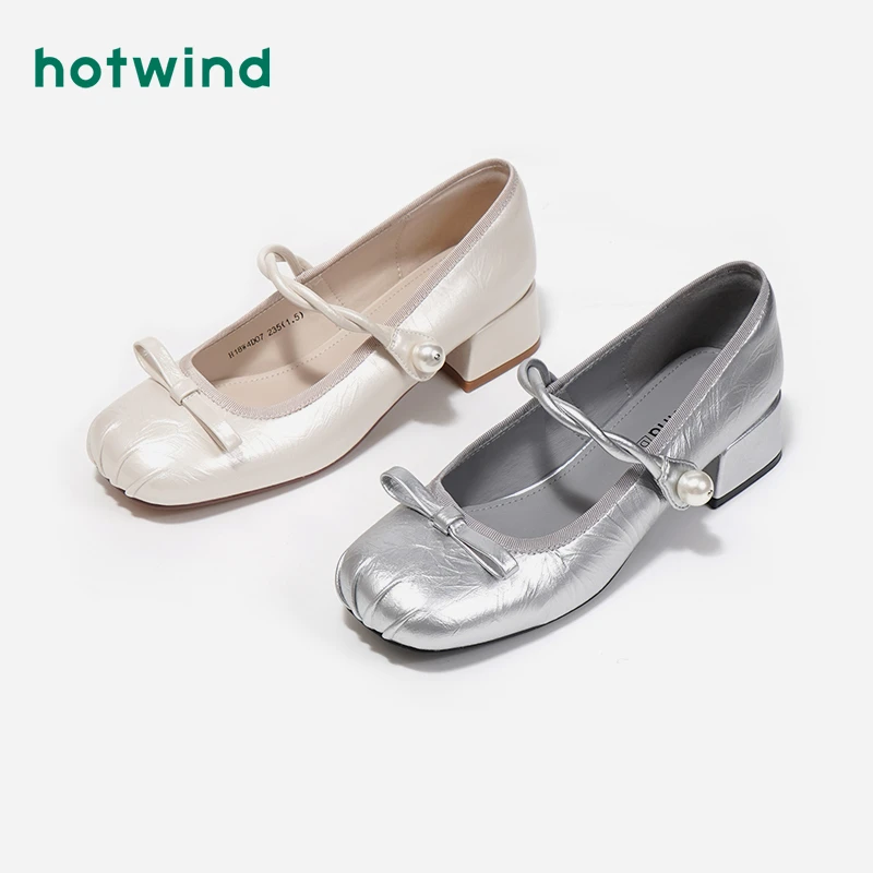 Hotwind/热风24年秋季新款女士软底百搭粗跟时尚休闲鞋H18W4D07