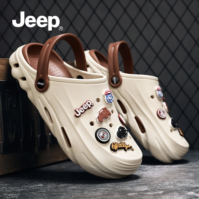 JEEP吉普洞洞鞋男款夏季外穿2025新款拖鞋沙滩凉鞋男士涉水凉拖鞋