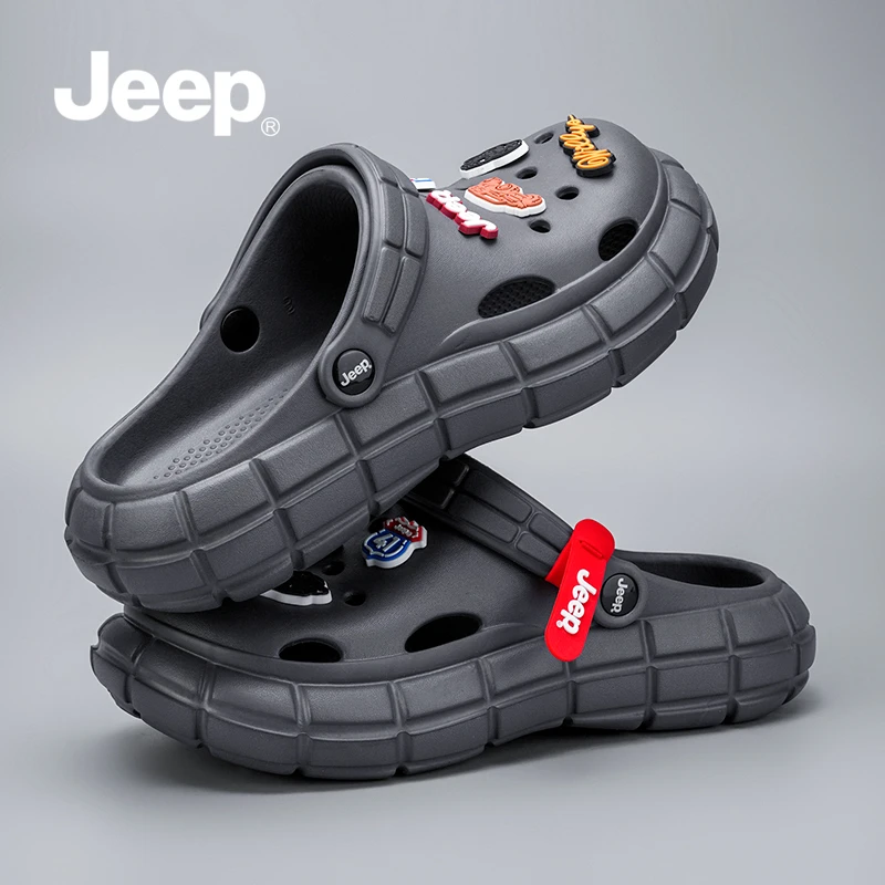 JEEP吉普洞洞鞋男款夏季外穿2025新款沙滩拖鞋男士凉鞋开车凉拖鞋