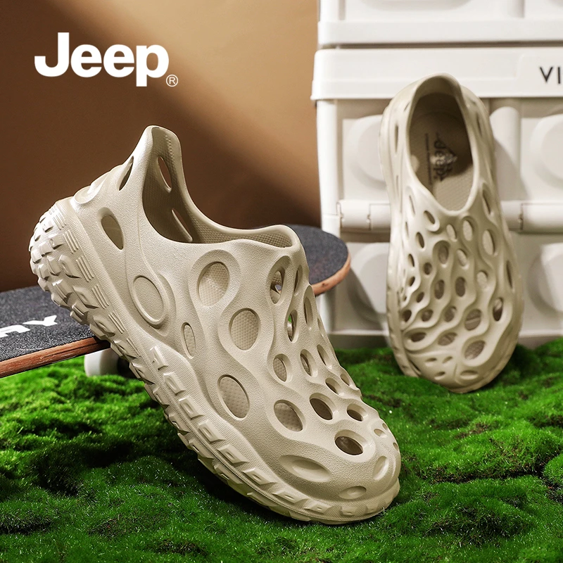 JEEP吉普洞洞鞋男款冬季外穿2025新款拖鞋运动凉鞋男士开车凉拖鞋