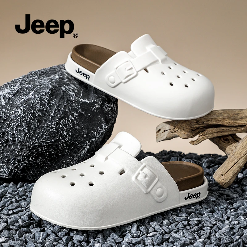 JEEP吉普女鞋夏季外穿洞洞鞋女款拖鞋厚底时尚凉鞋外出沙滩凉拖鞋