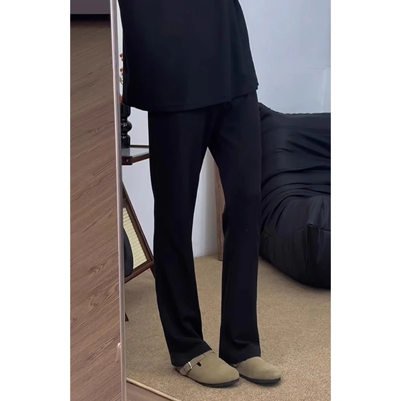 黑色冰丝裤子男夏季美式517西裤cleanfit垂坠感高级感薄款微喇裤