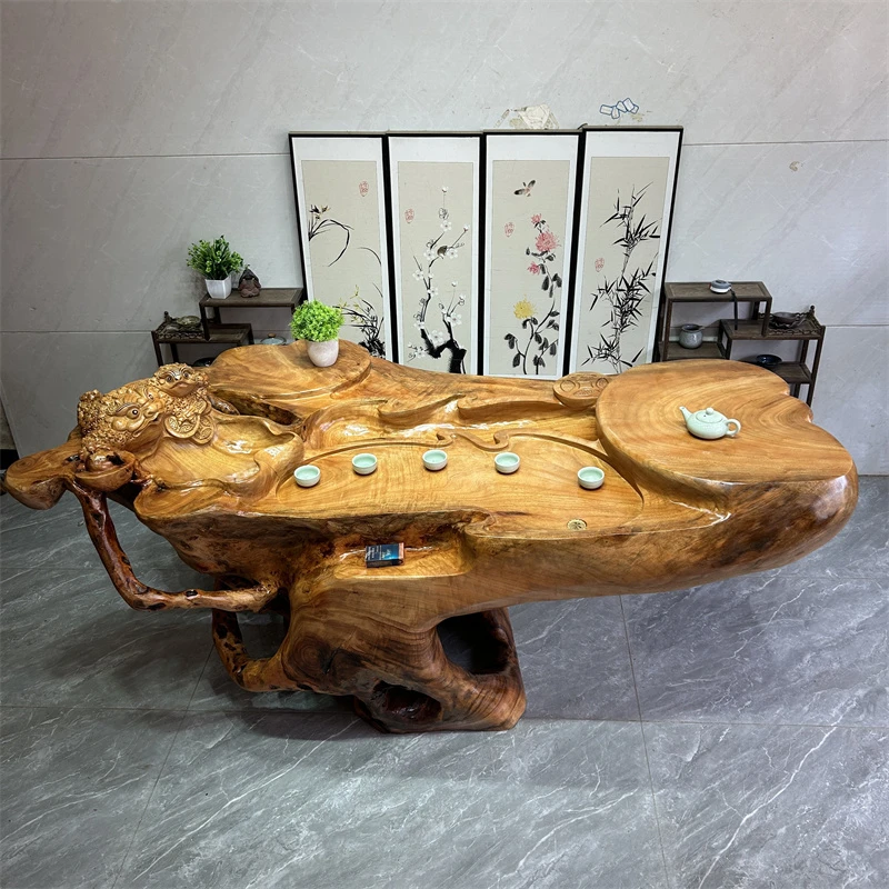 180-100-90-C4212天然根雕茶桌原木茶海实木树根流水整体香茶台