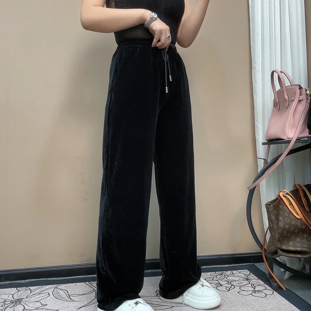 相菲精品-2024秋冬丝绒休闲简单简约大方百搭显瘦直筒裤