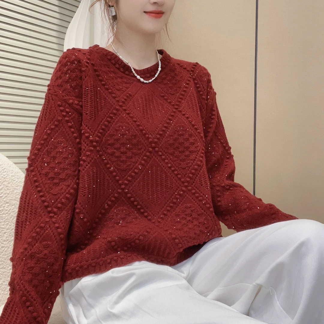 相菲精品—女装全毛松弛休闲全羊毛时尚百搭圆领宽松女装