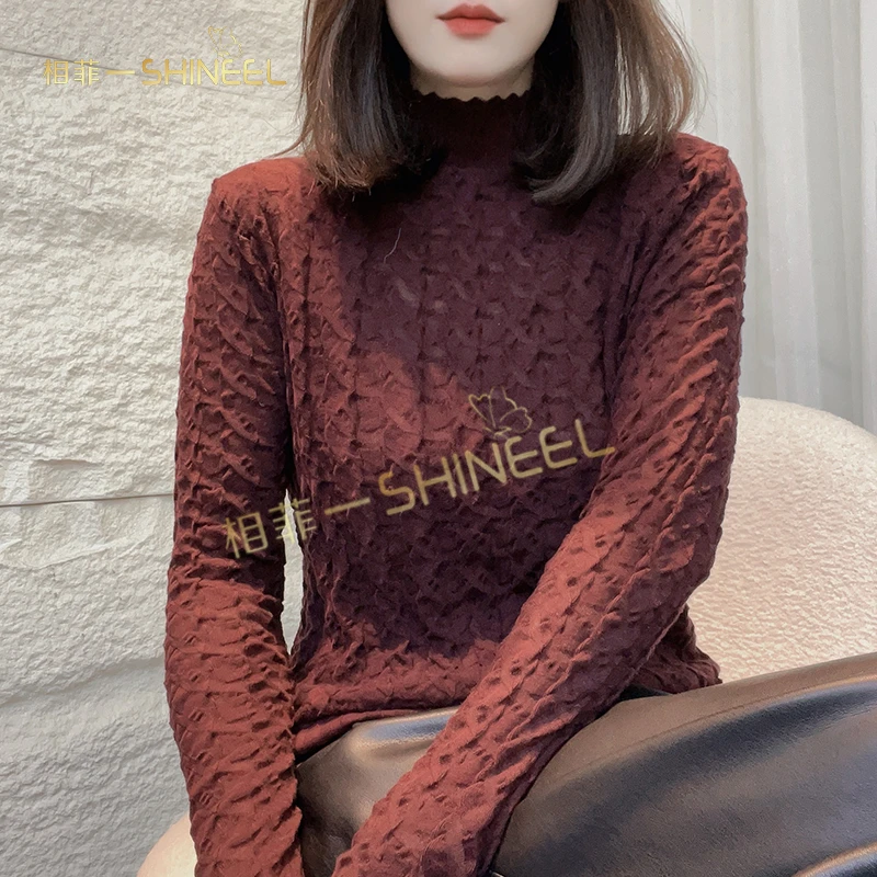 相菲一精品秋冬新款超薄亲肤时尚百搭气质半高领女款长袖羊毛衫