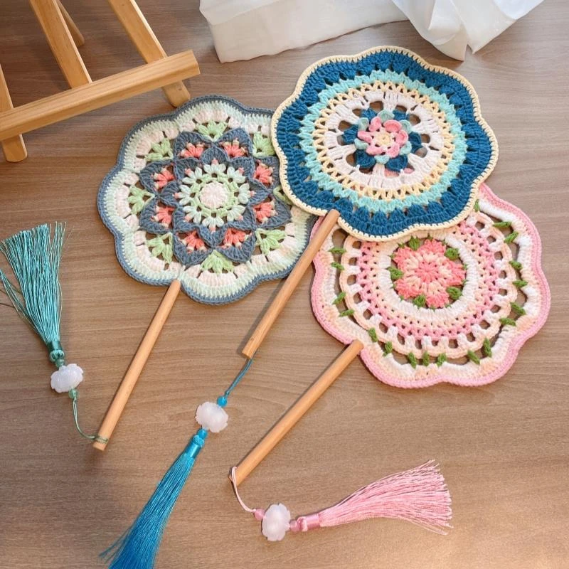 古风团扇diy材料包手工编织扇子中国风毛线送女友闺蜜生日礼物