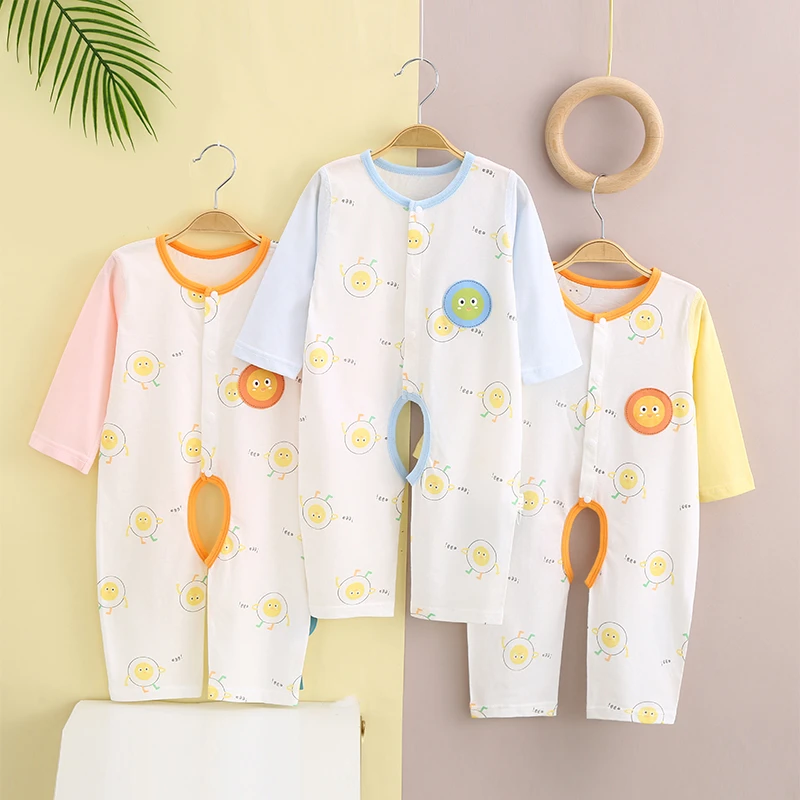 婴儿连体衣长袖哈衣新生幼儿爬服超萌宝宝衣服空调服夏装薄款外穿