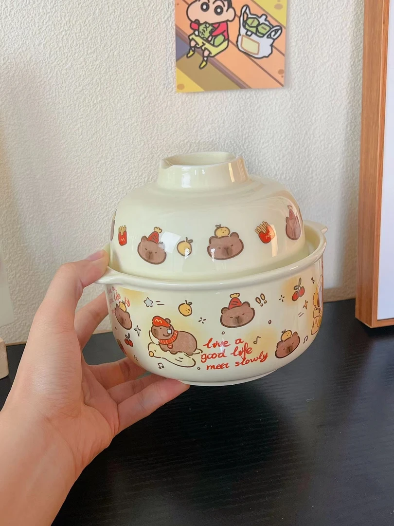 30自选包拍下申请连麦（以直播间为主）可爱卡皮巴拉泡面碗陶瓷