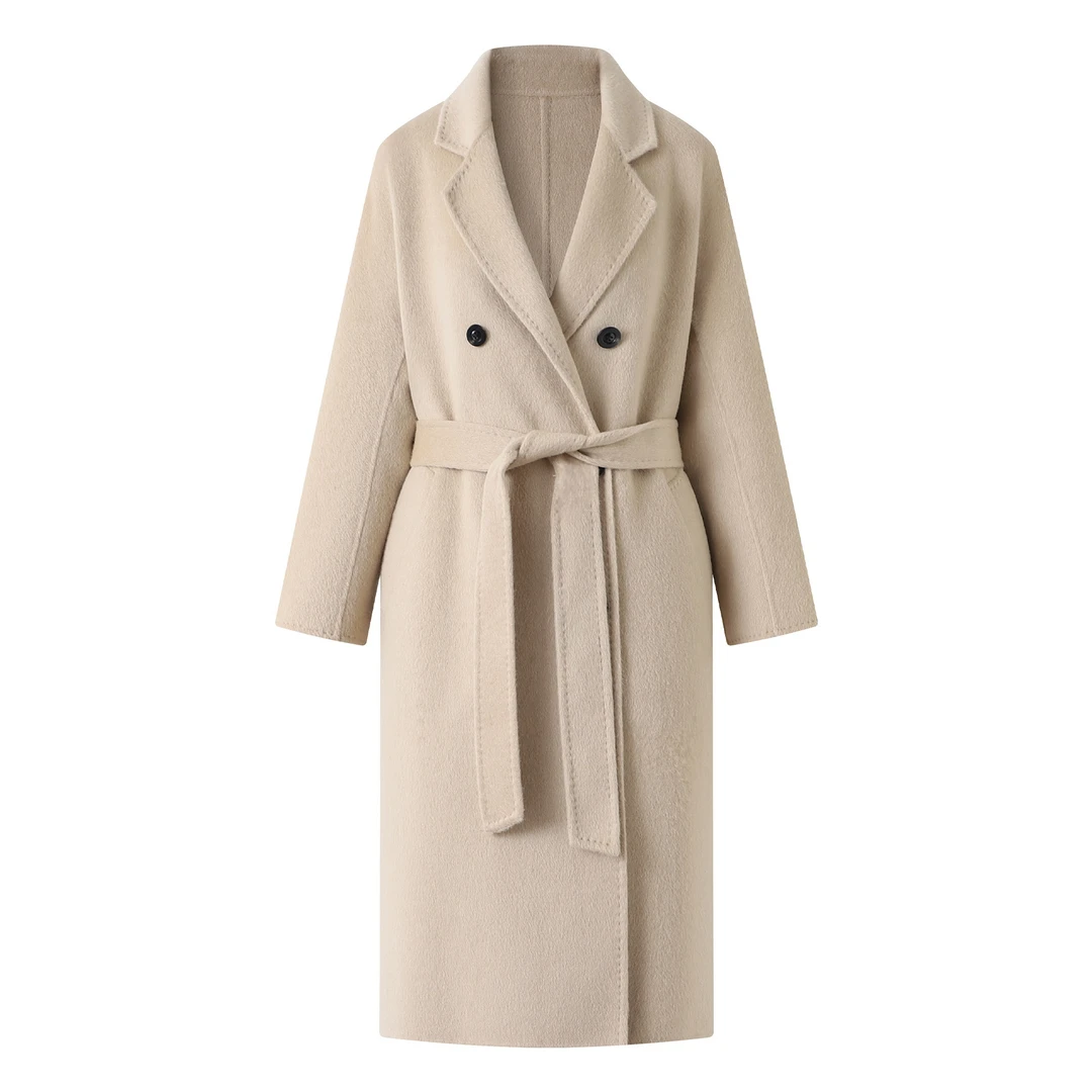 100%骆驼绒沙漠白驼经典801休闲高端双面骆驼绒长款大衣-林冉精选