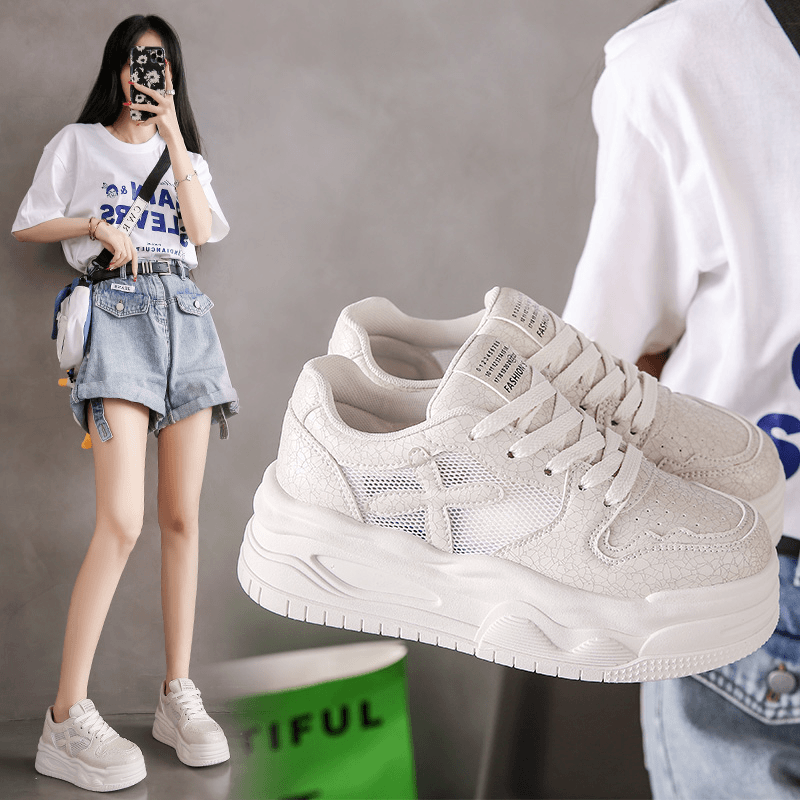 网鞋女透气轻薄2024夏季必备单品街拍百搭厚底轻潮流款炸街小白鞋