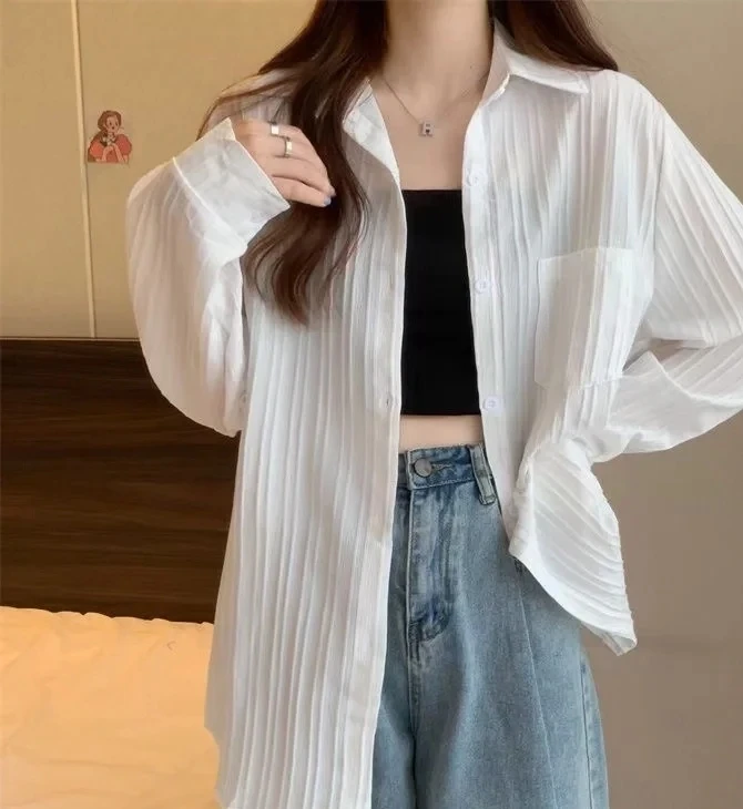 FT设计感小众上衣2024年新款韩系衬衣甜美别致独特纯色衬衫女