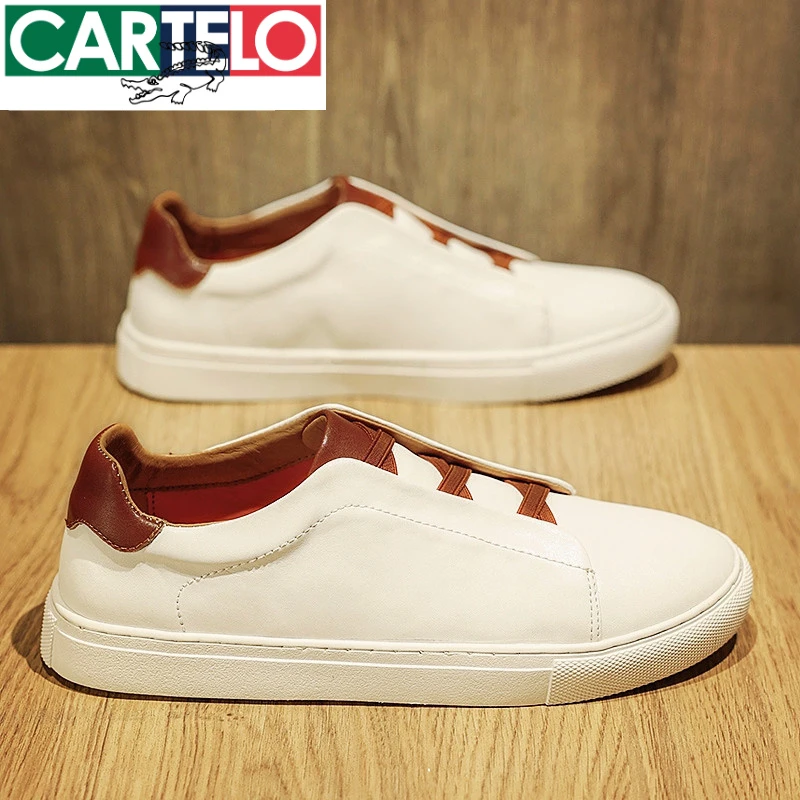 卡帝乐鳄鱼板鞋男鞋春季款轻奢一脚蹬休闲豆豆小白鞋子男士皮鞋