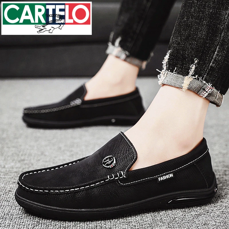 卡帝乐鳄鱼豆豆鞋男鞋春季透气爆款懒人一脚蹬鞋子男士休闲皮鞋