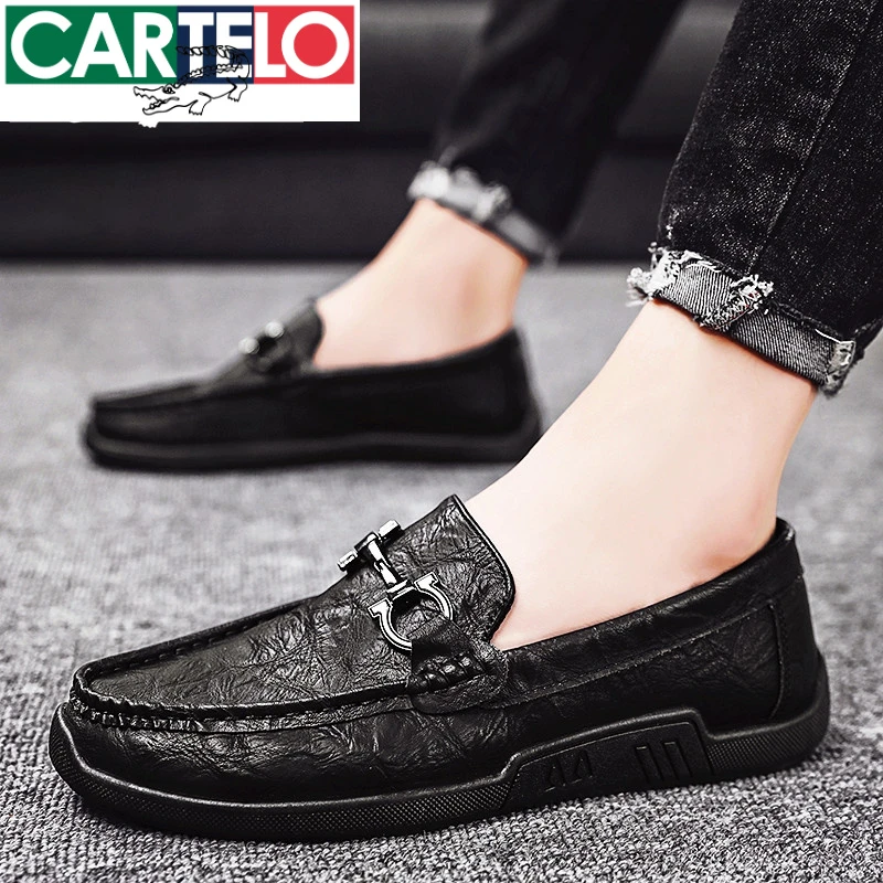 卡帝乐鳄鱼豆豆鞋男鞋春季休闲皮鞋男款轻奢懒人一脚蹬皮鞋子男士
