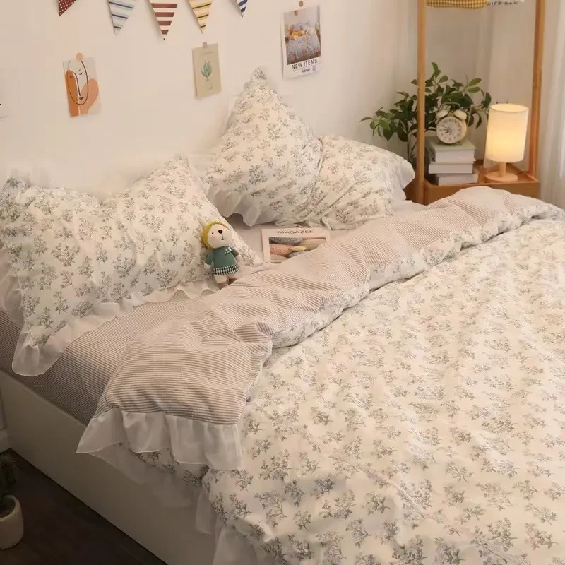 直播留白泡泡棉床单学生宿舍居家单人被单夏被套枕套三件套