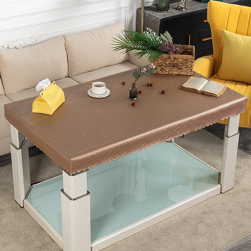 烤火罩PU皮桌垫防水防油家居灰色书桌麻将桌饭桌罩套简约长方形