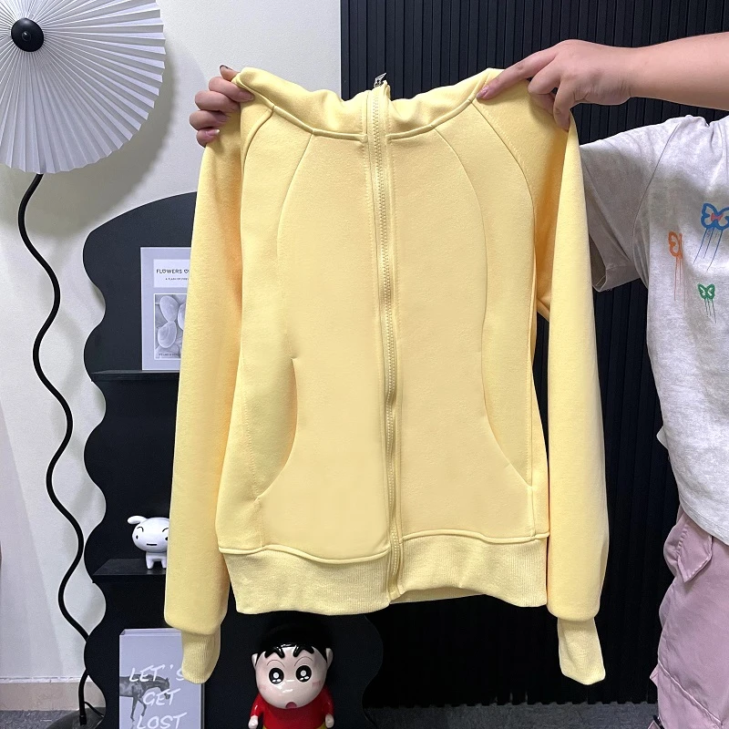 HONG JIA LIN/虹嘉琳早秋连帽卫衣女外套春秋新款大码修身瑜伽服