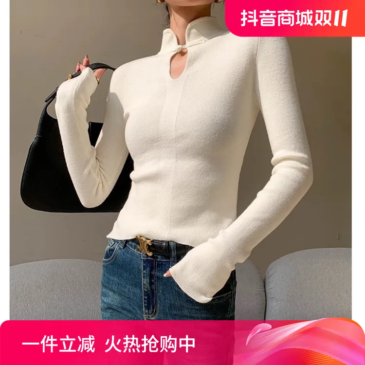 HONG JIA LIN/虹嘉琳初秋针织衫新中式早秋新款大码毛衣内搭长袖
