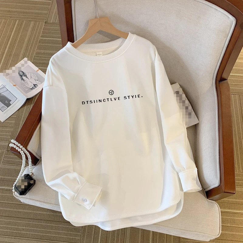 HONG JIA LIN/虹嘉琳大码300斤打底衫女春秋宽松加绒保暖长袖T恤