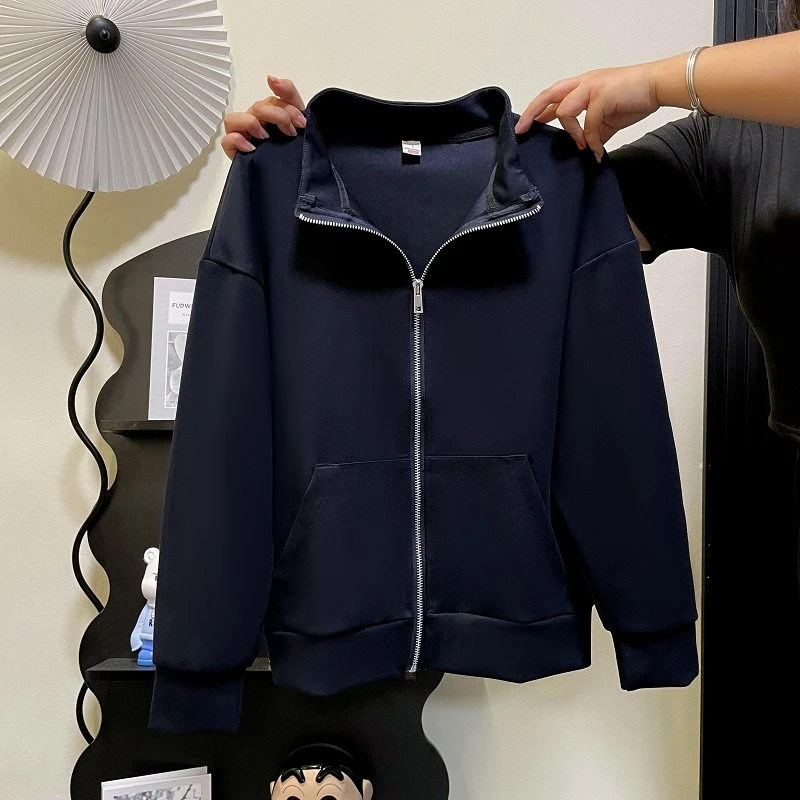 HONG JIA LIN/虹嘉琳大码日系立领卫衣琥珀流光穿搭拉链开衫外套