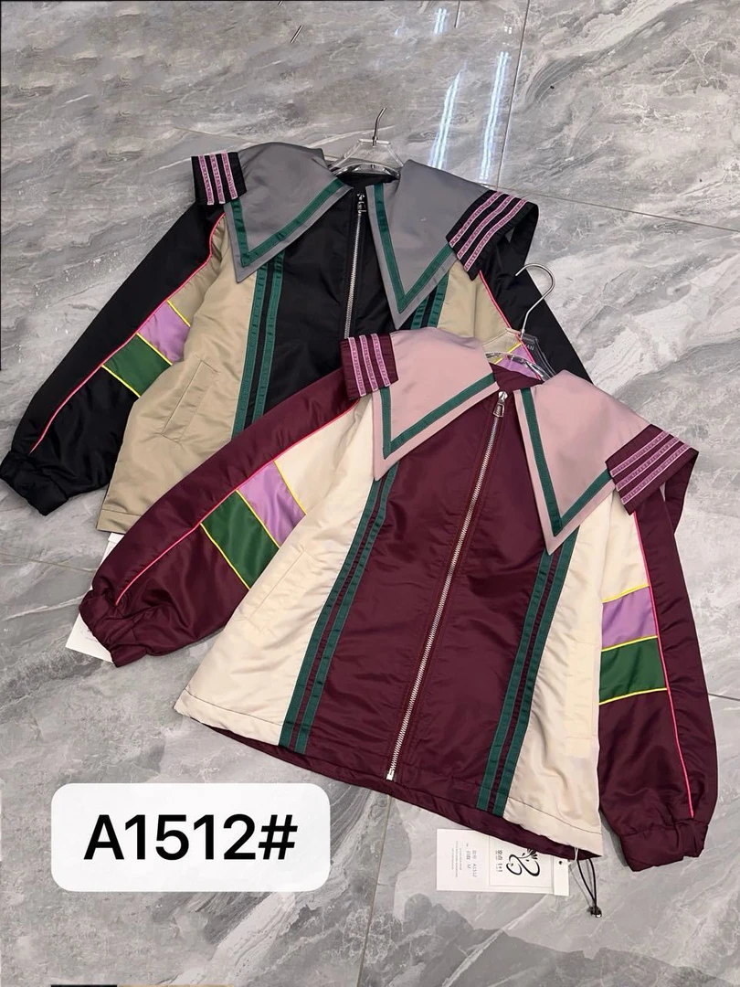 【伊柜精选】南油欧货女装披肩领长袖宽松拼色棉服