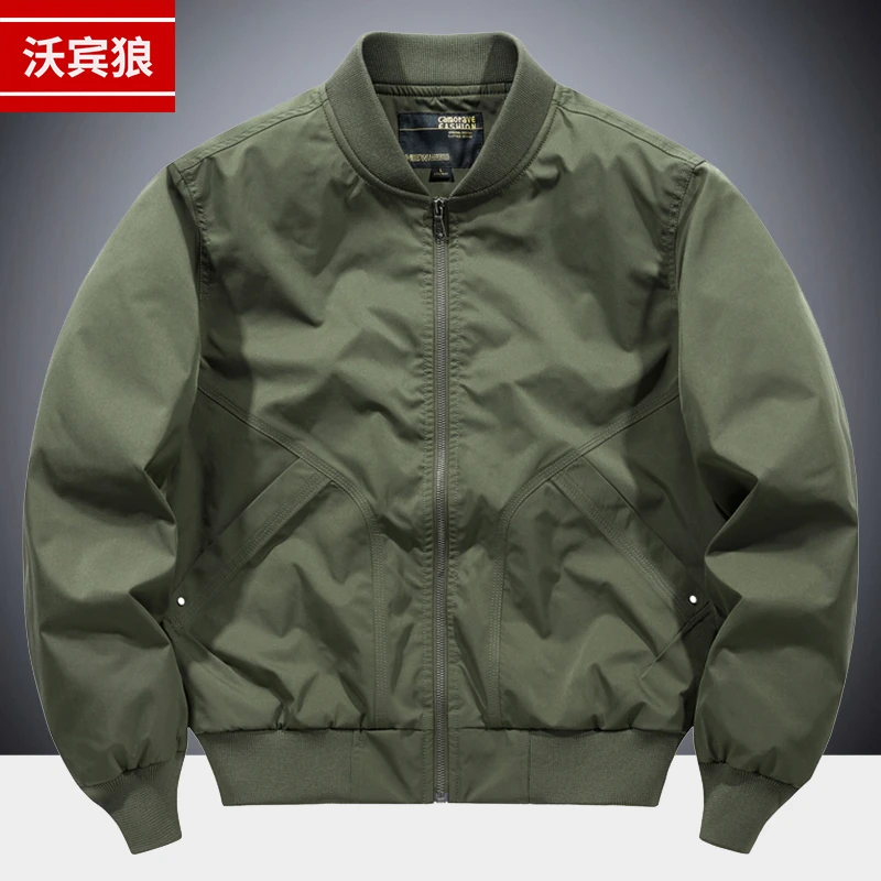 休闲男外套春秋季薄款棒球服宽松大码工装潮牌飞行员夹克男装上衣