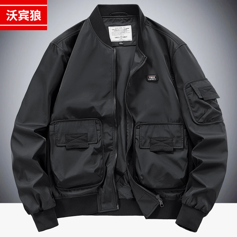 飞行夹克男款春秋薄款2023新款工装休闲宽松大码潮牌棒球服外套男