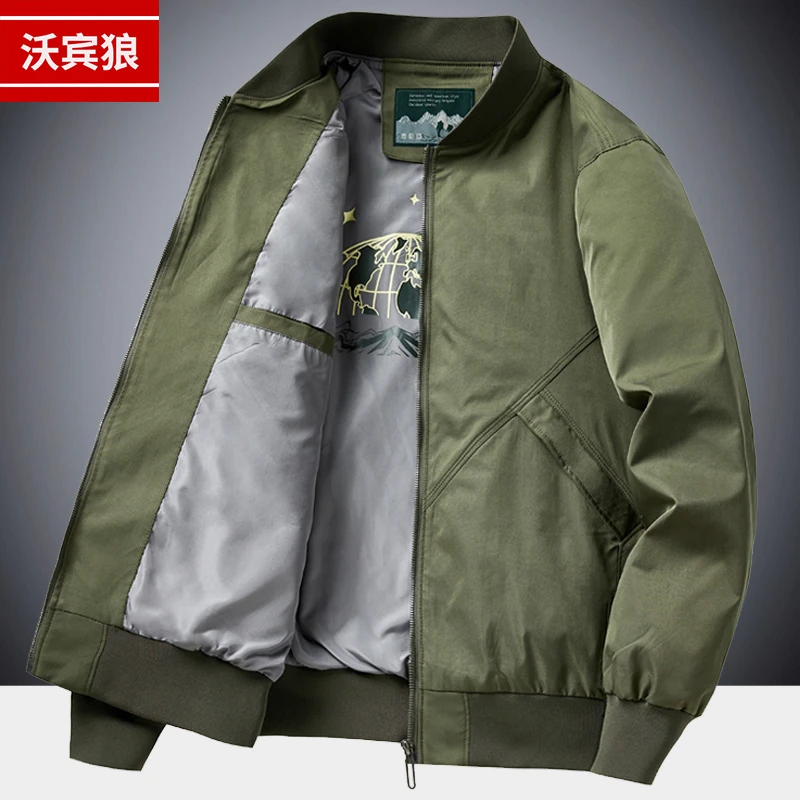 男士外套春秋季新款休闲棒球服宽松百搭大码潮流工装飞行员夹克男