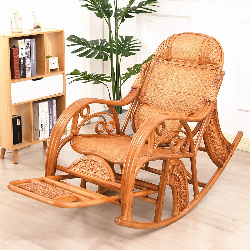 天然真藤躺椅午睡藤编老人家用阳台休闲躺椅家用