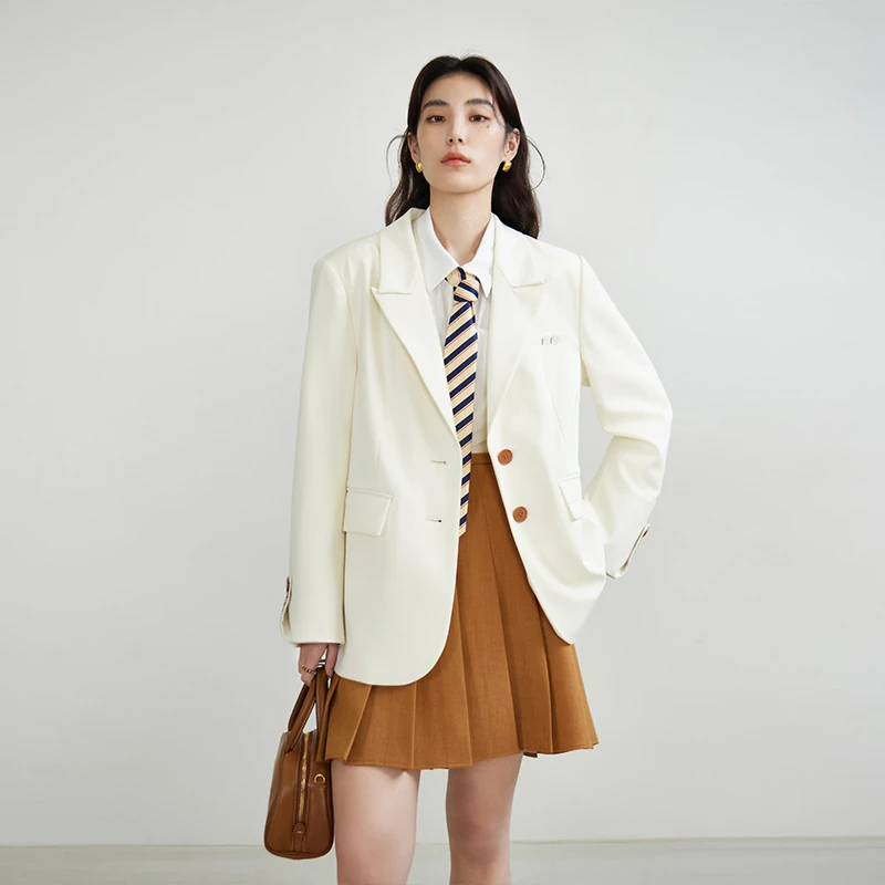 独束微胖M大码女装气质时尚百搭胸袋撞色刺绣可翻折西装24DS81040