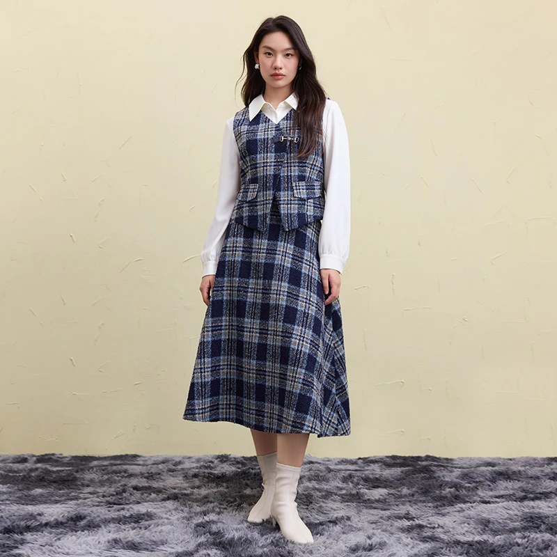 独束微胖大码女装修身显瘦气质款复古风格纹套装24DS84526/84527