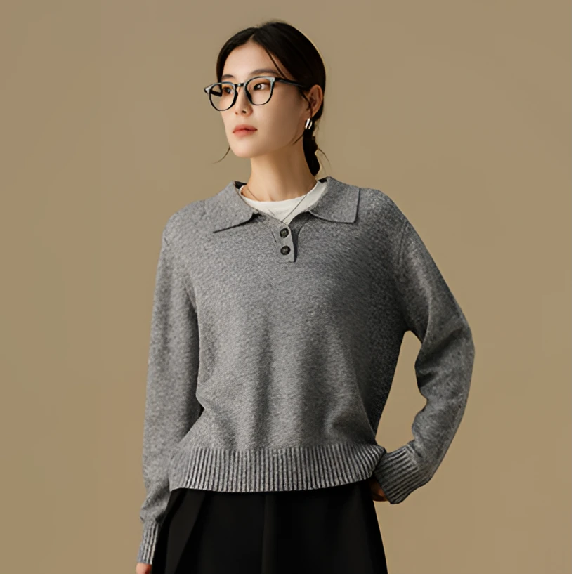 微胖大码女装翻领学院风毛针织衫减龄显瘦毛衫长袖t恤女24DS84223