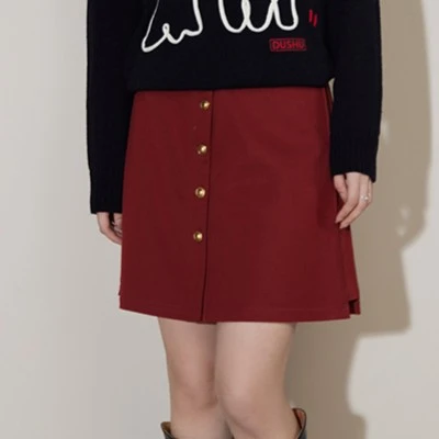 独束微胖MM大码女百搭A字半身裙毛呢短裙气质显瘦裙子23DS84405