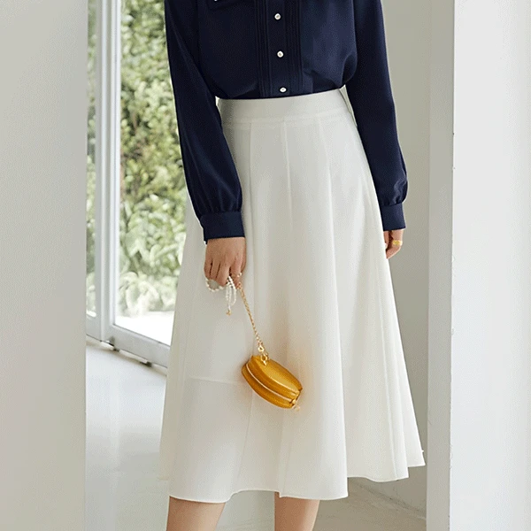 独束微胖【大牌女装】黑色半身裙中长款韩版百褶裙显瘦神裙20DY2114