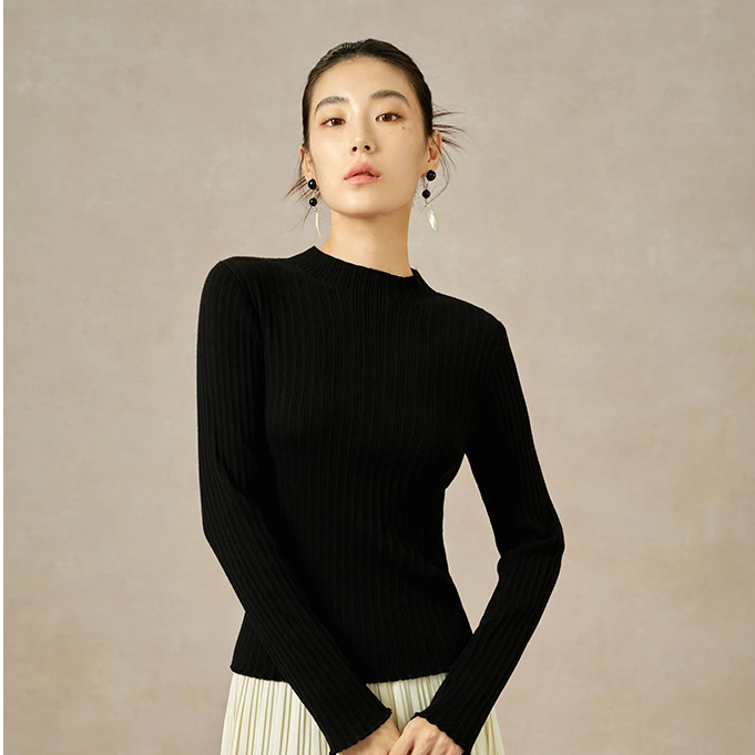 独束微胖M大码女装时尚发热打底衫女半高领针织衫24DS84050