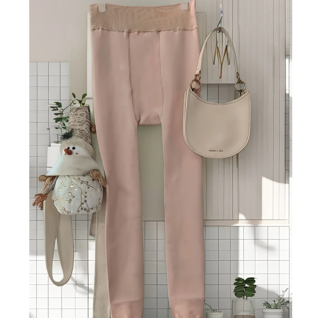 独束微胖大码女装加绒厚肉色弹力踩脚打底裤24DS84645