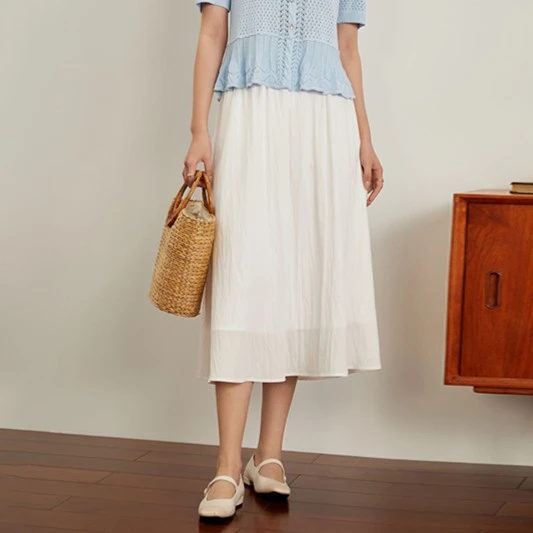 独束微胖MM大码女装法式高腰A字双色伞裙百搭显瘦半身裙23DS82515