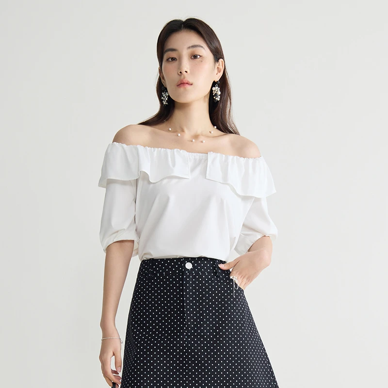 独束微胖M大码女装两穿灵动百搭浪漫小衫清爽减龄雪纺衫24DS82568