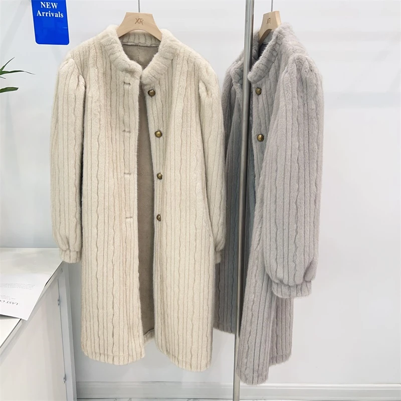 钰霆艺2023秋冬新款仿毛毛复古女神韩版显瘦中长款环保毛毛外套