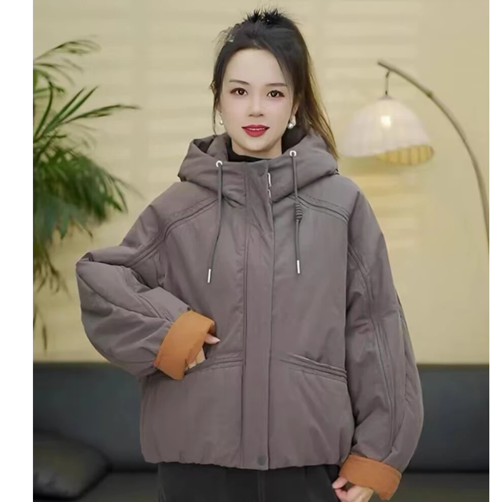 冬季新款韩版时尚百搭休闲潮流宽松连帽加厚保暖棉服女棉衣外套